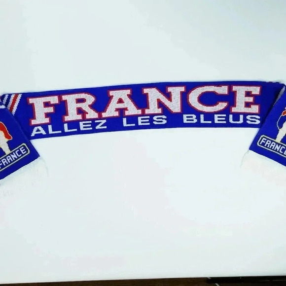 France Euros Allez Les Bleus Football & Rugby Fans Souvenir Blue Fringe Scarf - Picture 1 of 5